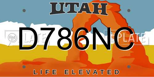 D786NC Utah License Plate