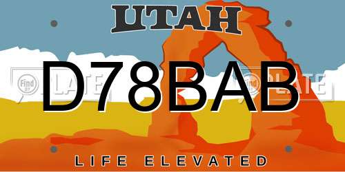D78BAB Utah License Plate