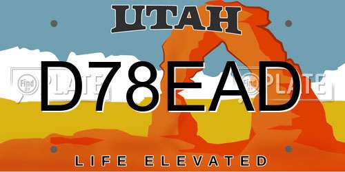 D78EAD Utah License Plate