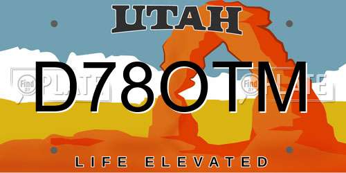 D78OTM Utah License Plate