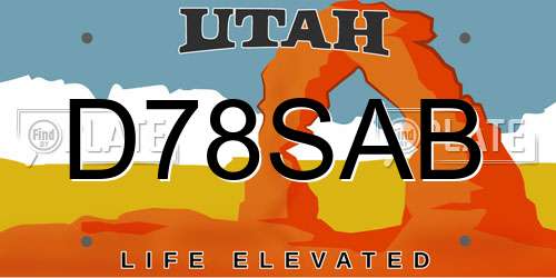 D78SAB Utah License Plate