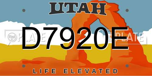 D7920E Utah License Plate