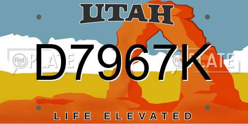 D7967K Utah License Plate