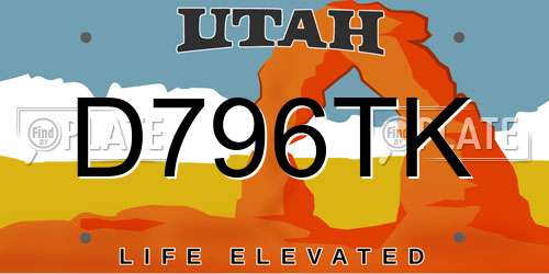 D796TK Utah License Plate