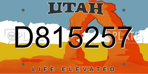D815257 Utah License Plate