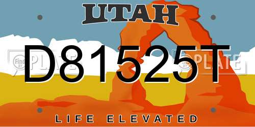 D81525T Utah License Plate