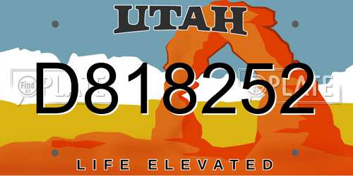 D818252 Utah License Plate