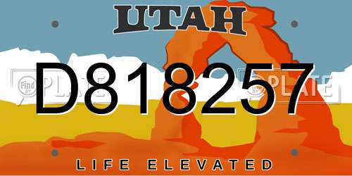 D818257 Utah License Plate