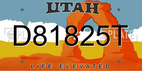 D81825T Utah License Plate