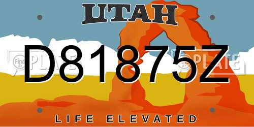 D81875Z Utah License Plate
