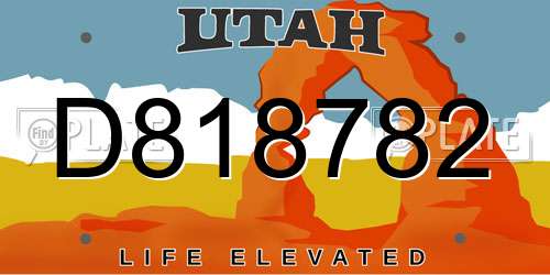D818782 Utah License Plate