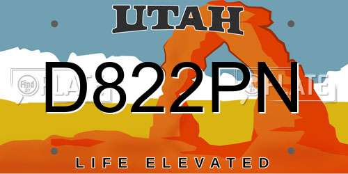 D822PN Utah License Plate