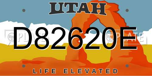 D82620E Utah License Plate
