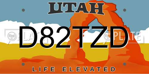 D82TZD Utah License Plate