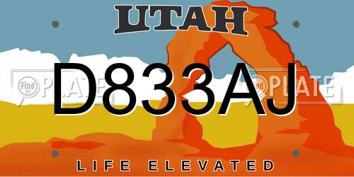 D833AJ Utah License Plate