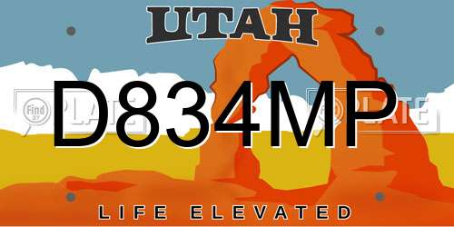 D834MP Utah License Plate
