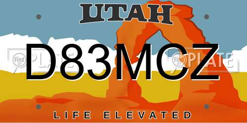 D83MCZ Utah License Plate