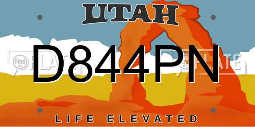 D844PN Utah License Plate