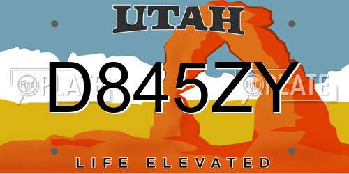 D845ZY Utah License Plate