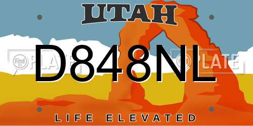 D848NL Utah License Plate