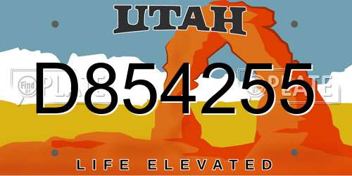D854255 Utah License Plate