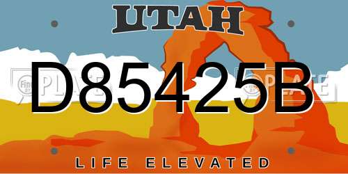 D85425B Utah License Plate