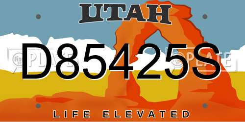 D85425S Utah License Plate