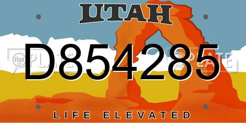 D854285 Utah License Plate