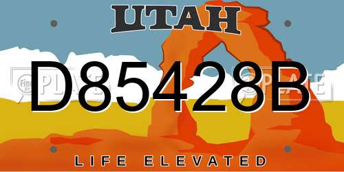 D85428B Utah License Plate