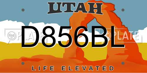 D856BL Utah License Plate