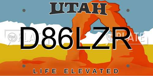 D86LZR Utah License Plate