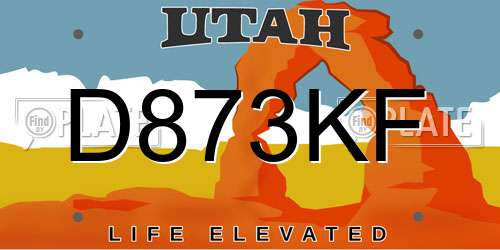 D873KF Utah License Plate