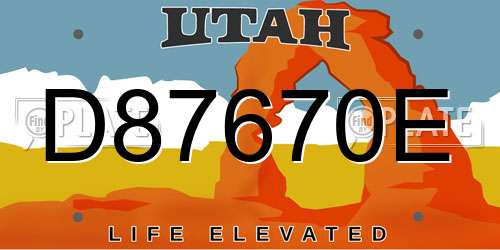 D87670E Utah License Plate
