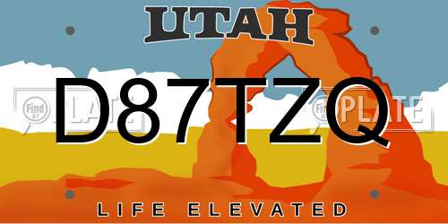 D87TZQ Utah License Plate