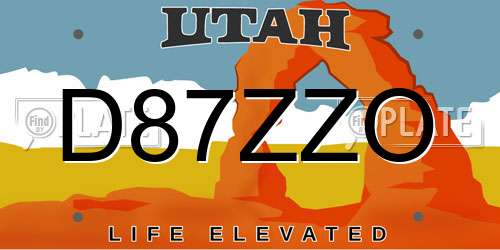 D87ZZO Utah License Plate