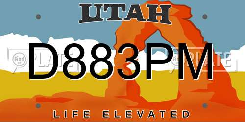D883PM Utah License Plate