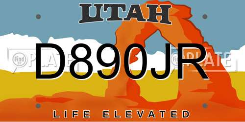 D890JR Utah License Plate