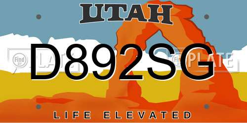 D892SG Utah License Plate