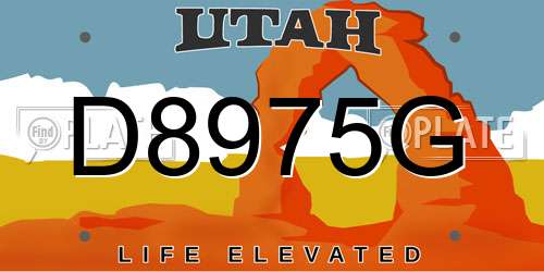 D8975G Utah License Plate