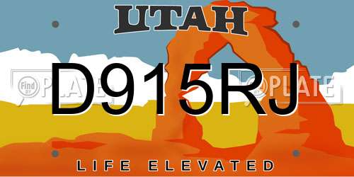 D915RJ Utah License Plate