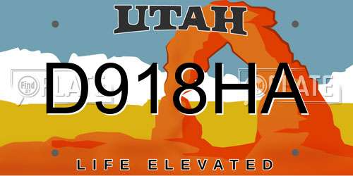 D918HA Utah License Plate
