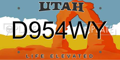 D954WY Utah License Plate