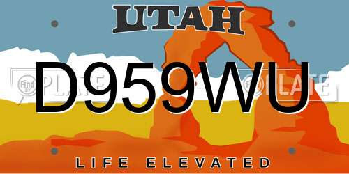 D959WU Utah License Plate