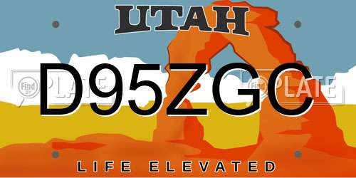 D95ZGC Utah License Plate