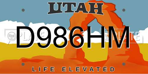 D986HM Utah License Plate