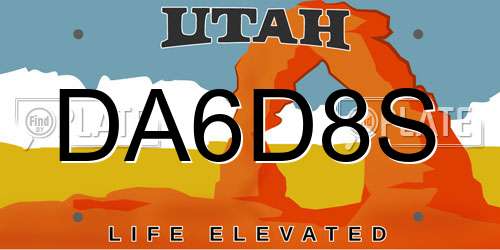 DA6D8S Utah License Plate