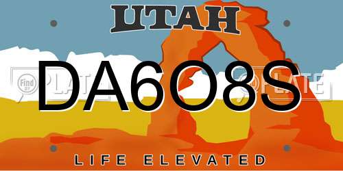 DA6O8S Utah License Plate