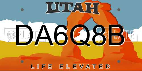 DA6Q8B Utah License Plate