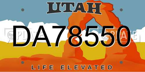 DA78550 Utah License Plate