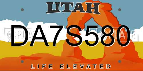 DA7S580 Utah License Plate